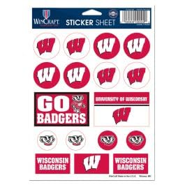 NCAA University of Wisconsin Vinyl Sticker Sheet, 5"" x 7""